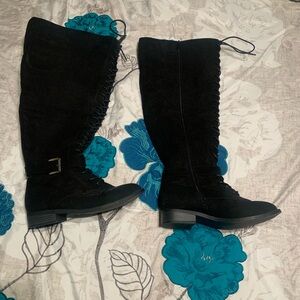 Torrid (wide calf) Black Over the Knee Boots with Buckle